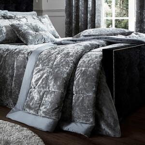 Sivi prošiven prekrivač od samta za bračni krevet 220x220 cm Crushed – Catherine Lansfield