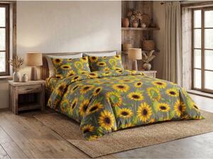 Pamučna posteljina SUNFLOWER siva Dimenzije posteljine: 70 x 90 cm | 140 x 200 cm
