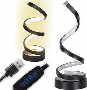 LED spiralna stolna svjetiljka 3 boje svjetlosti USB crna