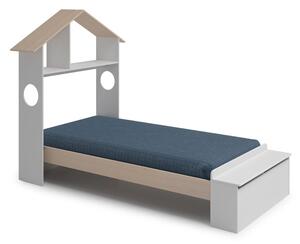 Bijeli/u prirodnoj boji dječji krevet u dekoru bora u obliku kućice s prostorom za pohranu 90x190 cm Odessa – Marckeric