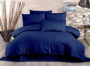 Tamno plava posteljina za bračni krevet od pamučnog satena 200x200 cm Lilyum – Mijolnir