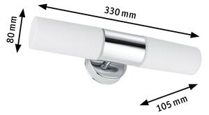 Paulmann Lenia zidna svjetiljka IP44 krom/opal 2 žarulje, prigušiva, Metalik, kupaonica, Metal