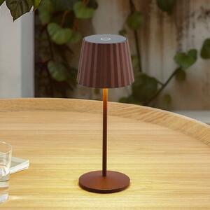 Lindby LED stolna lampa na baterije Esali, hrđavo smeđa, IP65, prigušiva, Smeđa / hrđa, Dnevni boravak/blagovaonica, Aluminij