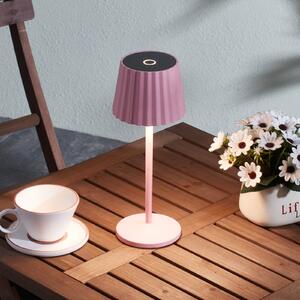 Lindby LED stolna lampa na baterije Esali, roza, metalna, IP54, prigušiva, Ružičasta ruža, Dnevni boravak/blagovaonica, Aluminij