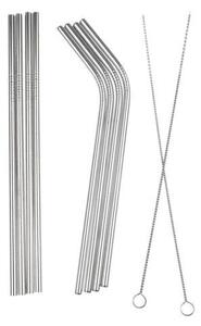 Postavite 8 inox metalnih slamki za višestruku upotrebu + 2x četkicu