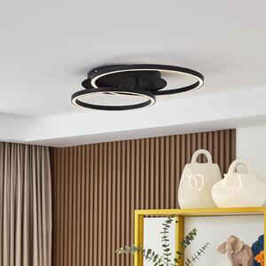 Lucande LED stropna lampa Tjado, dužina 62 cm, crna, metal, prigušiva, Crno, Dnevni boravak/blagovaonica, Metal