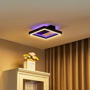 Lucande Smart LED stropna svjetiljka Tjado, 30 cm, crna, RGBW, prigušiva, Crno, Dnevni boravak/blagovaonica, Metal