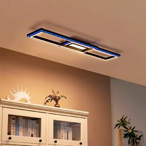 Lucande Smart LED stropna svjetiljka Tjado 115 cm crna RGB CCT, prigušiva, Crno, Dnevni boravak/blagovaonica, Metal