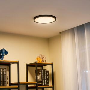Lindby Smart LED stropna svjetiljka Pravin, Ø 30 cm, CCT, crna, prigušiva, Crno, Dnevni boravak/blagovaonica, Plastika