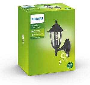 Philips Peking vanjska zidna svjetiljka crna sa senzorom, prigušiva, Crno, Metal