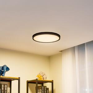 Lindby Smart LED stropna svjetiljka Pravin, Ø 40 cm, CCT, crna, prigušiva, Crno, Dnevni boravak/blagovaonica, Plastika