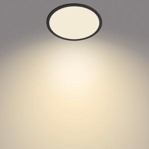 Philips SuperSlim LED stropna svjetiljka, IP44, Ø 24,5 cm, crna, prigušiva, Crno, kupaonica, Metal