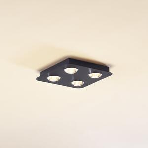 Lindby Jyla stropna svjetiljka, mat crna, 25 x cm, 4 žarulje., prigušiva, Crno, Područje hodnika, Metal