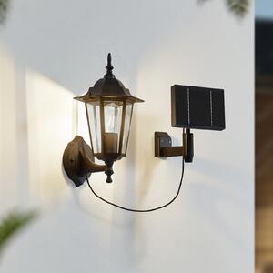 Lindby LED solarna zidna svjetiljka Sayata, crna, aluminij, laterna, Crno, Aluminij, fenjer