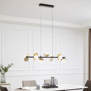 Lucande LED viseća lampa Pallo, 7 žarulja, crna/zlatna, staklo, prigušiva, Crno, Dnevni boravak/blagovaonica, Metal