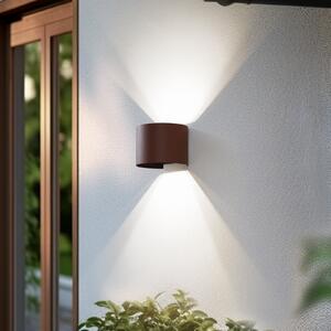 Lindby Smart LED vanjska zidna svjetiljka Dara rust round CCT RGB Tuya, prigušiva, Smeđa / hrđa, Aluminij