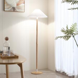 Lucande podna lampa Ellorin, bijela, drvo, Ø 47,5 cm, E27, Bijela, Dnevni boravak/blagovaonica, Tkanina / tekstil