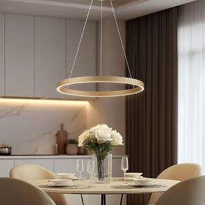 Lucande Smart LED viseća svjetiljka Yonam, zlatna, 1 žarulja, Tuya, prigušiva, Zlato / mjed, Dnevni boravak/blagovaonica, Aluminij