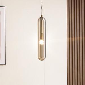 Lucande Freylin viseća svjetiljka, 1 žarulja, jantar, staklo, 6 cm, prigušiva, Zlato / mjed, Dnevni boravak/blagovaonica, Staklo