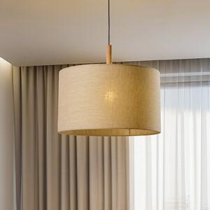 TK Lighting Deva Nature viseća svjetiljka, jedna žarulja, tekstilno sjenilo, prigušiva, Bež, Dnevni boravak/blagovaonica, Tkanina / tekstil