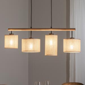 TK Lighting Deva Nature viseća svjetiljka, četiri žarulje, tekstil, prigušiva, Bež, Dnevni boravak/blagovaonica, Drvo