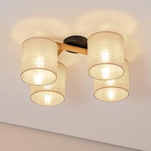 TK Lighting Stropna svjetiljka Deva, četiri žarulje, tekstil, prigušiva, Bež, Dnevni boravak/blagovaonica, Tkanina / tekstil