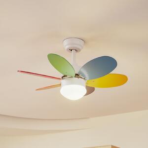 Lindby stropni ventilator sa svjetlom Litur, tihi, Ø 77 cm, E27, Višebojno, rasadnik, Drvo