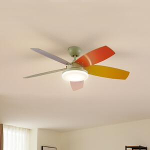 Lindby LED stropni ventilator Jonte, drveni, DC, tihi, Ø 106 cm, prigušiva, Višebojno, Dnevni boravak/blagovaonica, Metal