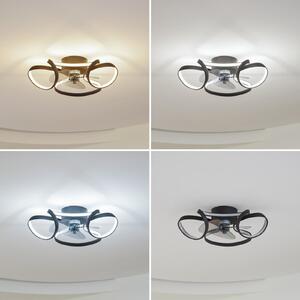Lindby LED stropni ventilator Lomata, crni, tihi, Ø 23 cm, prigušiva, Crno, Dnevni boravak/blagovaonica, Aluminij