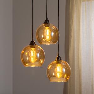 Opviq Viseća lampa zlatna 021 3-bulb okruglo staklo Ø20cm, prigušiva, Zlato / mjed, Dnevni boravak/blagovaonica, Staklo