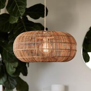 PR Home Kućna viseća lampa Zuri od ratana, Ø 51 cm, prigušiva, Drvo, Dnevni boravak/blagovaonica, Drvo