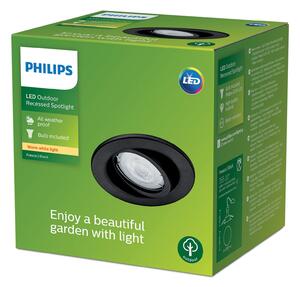 Philips Fresco ugradbena vanjska svjetiljka, crna, nehrđajući čelik, GU10, Crno, Nehrđajući čelik, Okrugla ugradna svjetla