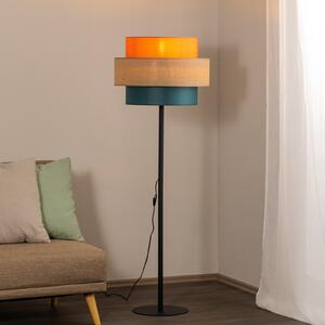 TK Lighting Trio podna lampa, sjenilo od jute, narančasta/natur smeđa/petrol, Višebojno, Dnevni boravak/blagovaonica, Tkanina / tekstil