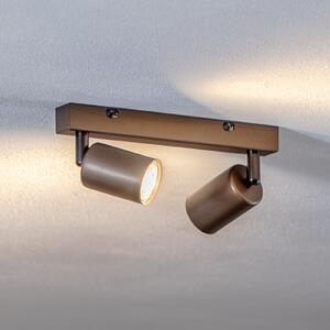 TK Lighting Gornja stropna točka, podesiva, smeđa, linearna s dvije žarulje, prigušiva, Smeđa / hrđa, Dnevni boravak/blagovaonica, Metal, Strop s više plamena