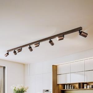 TK Lighting Gornja stropna točka, podesiva, smeđa, linearna s osam žarulja, prigušiva, Smeđa / hrđa, Dnevni boravak/blagovaonica, Metal, Strop s više plamena