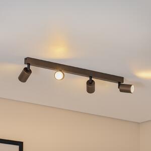 TK Lighting Gornja stropna točka, podesiva, smeđa, linearna s četiri žarulje, prigušiva, Smeđa / hrđa, Dnevni boravak/blagovaonica, Metal, Strop s više plamena