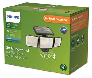 Philips LED solarna zidna svjetiljka Nysil, 3 žarulje, senzor, Crno, Plastika