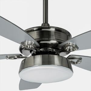 Lucande LED stropni ventilator Kuvio, DC, tihi, Ø 120 cm, CCT, Sivo, Dnevni boravak/blagovaonica, Metal