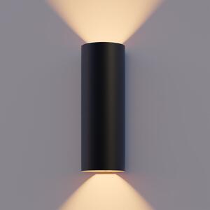 Calex LED vanjska zidna lampa Okrugla, gore/dolje, visina 23 cm, crna, Crno, Aluminij, Zidna utičnica iznad/dolje