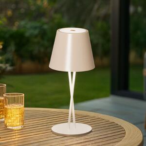 Lindby LED baterijska stolna lampa Janea, CROSS, bež, metal, prigušiva, Bež, Metal