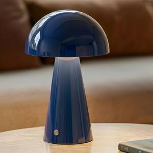 Lindby LED baterijska stolna lampa Nevijo, plava, Ø20cm, USB, dimmer, prigušiva, Plava, Dnevni boravak/blagovaonica, Metal