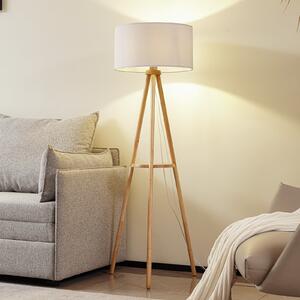Lindby podna lampa Adamio, Ø 45,5 cm, bijela, tekstil, tronožac, Bijela, Dnevni boravak/blagovaonica, Tkanina / tekstil