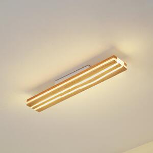 Lucande LED stropna svjetiljka Silja, drvo, 100 cm, 3000K, Drvo, Dnevni boravak/blagovaonica, Drvo