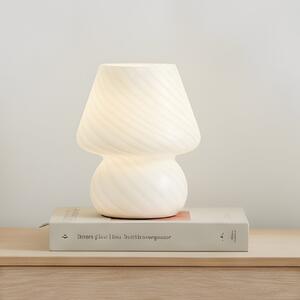 Lindby stolna lampa Andriana, bijela, staklo, Ø 15 cm, Bijela, Dnevni boravak/blagovaonica, Staklo