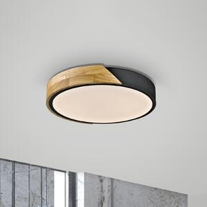 JUST LIGHT. GmbH SAMO SVJETLO. Bila LED stropna svjetiljka, crna, Ø 32 cm, drvo, Drvo, Dnevni boravak/blagovaonica, Drvo