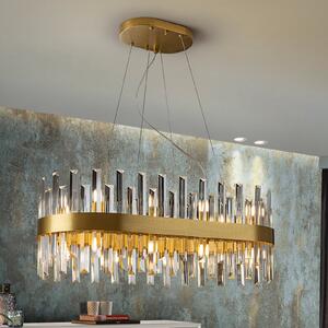 Schuller Valencia Viseća lampa Grace, željezo, staklo, ovalna, 20 lampica, Zlato / mjed, Dnevni boravak/blagovaonica, Metal