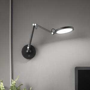 Fabas Luce Regina LED zidna svjetiljka, crna, CCT, prigušiva, podesiva, prigušiva, Crno, spavaća soba, Metal