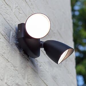 LUTEC LED vanjska zidna svjetiljka SHRIMP, crna, 20 W, 2 lampe, IP54, Crno, Aluminij