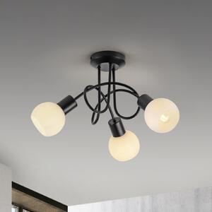 JUST LIGHT. GmbH SAMO SVJETLO. Plafonjera Loki, 3 žarulje, okrugla, crna, željezo, Crno, Dnevni boravak/blagovaonica, Metal