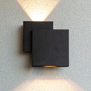 LUTEC RIALTO LED vanjska zidna svjetiljka, crna, 20 cm, IP44, gore/dolje, Crno, Aluminij, Zidna utičnica iznad/dolje